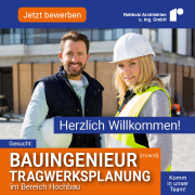 Stellenanzeige Bauingenieur Tragwerksplanung Bereich Hochbau (m/w/d) für die Rebholz Architekten und Ingenieure GmbH, Bad Dürrheim