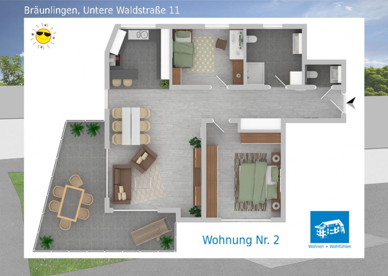 2D Grundriss Wohnung 02 - Mehrfamilienhaus in Bräunlingen, Untere Waldstraße 11
