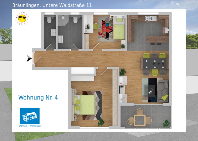 2D Grundriss Wohnung 04 - Mehrfamilienhaus in Bräunlingen, Untere Waldstraße 11