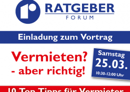 Einladung zum 9. Rebholz Ratgeber-Forum (25.03.): Vermieten? - aber richtig!