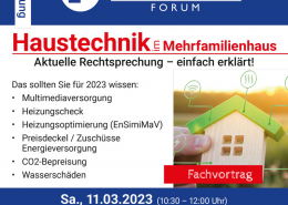 17. Rebholz Ratgeber-Forum: Haustechnik im Mehrfamilienhaus – Was Wohnungseigentümer 2023 wissen sollten.