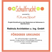 Förderer Urkunde Schulfrucht für Rebholz Architekten u. Ing. GmbH