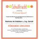 Förderer Urkunde Schulfrucht für Rebholz Architekten u. Ing. GmbH