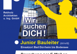 Stellenanzeige Junior Bauleiter (m/w/d) – Rebholz Architekten u. Ing. GmbH, Bad Dürrheim